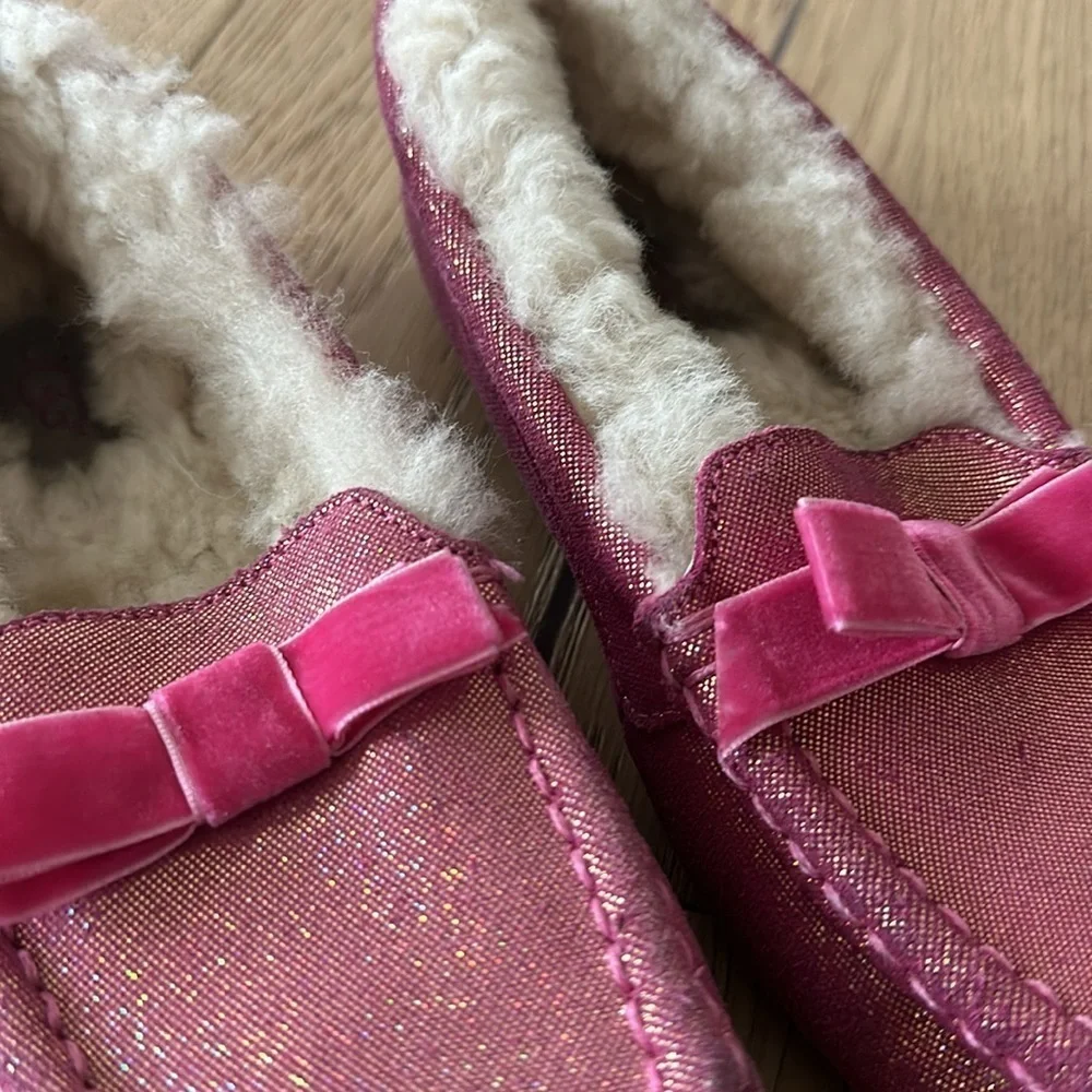 UGG Girls slippers loafers cozy ANNMARIE Fuschia Pink Glitter SHOES 2